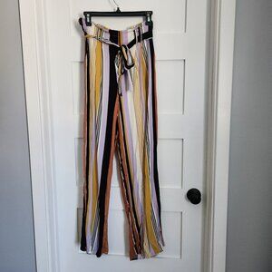 High Rise Striped Wide Leg Pants - Medium - NWT